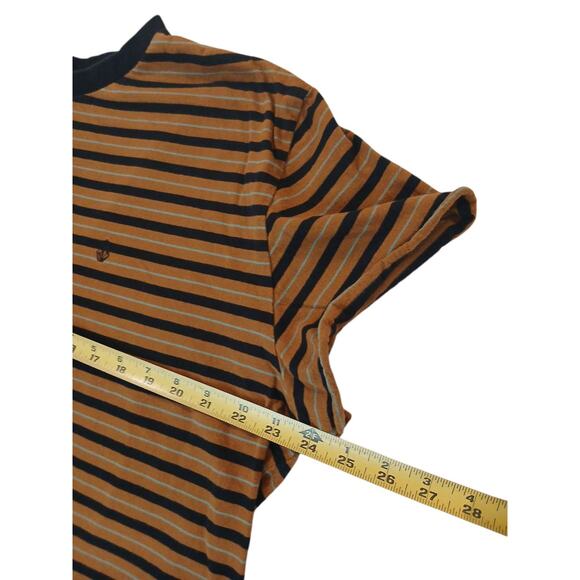 Volcom Womens Striped Short Sleeve T-Shirt Plus Sz XXL Brown Blue Cropped Boxy - Picture 8 of 12